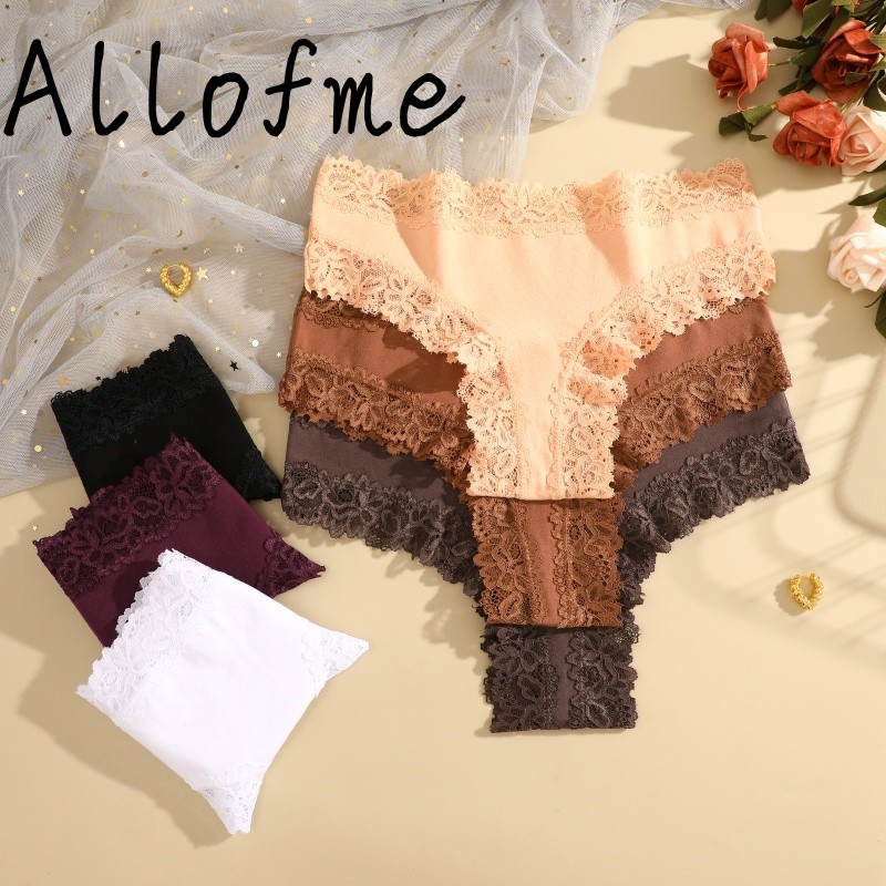 Allofme ผู้หญิงกางเกงชั้นในลูกไม้เซ็กซี่ชุดชั้นในเอวต่ําชุดชั้นในไร้รอยต่อและไร้ร่องรอย