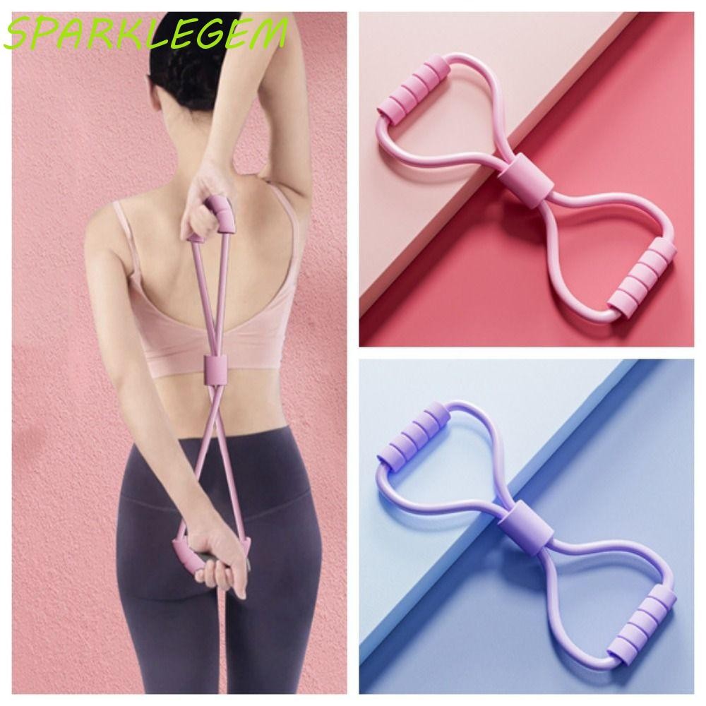 Sparklegem วงต้านทานโยคะ,เทปแรงดึง 8 รูปร่างโยคะพิลาทิสยางยืด,หน้าอก Expander สีทึบ Crossfit การออกกําลังกายฟิตเนสแถบต้านทาน GYM ฟิตเนส
