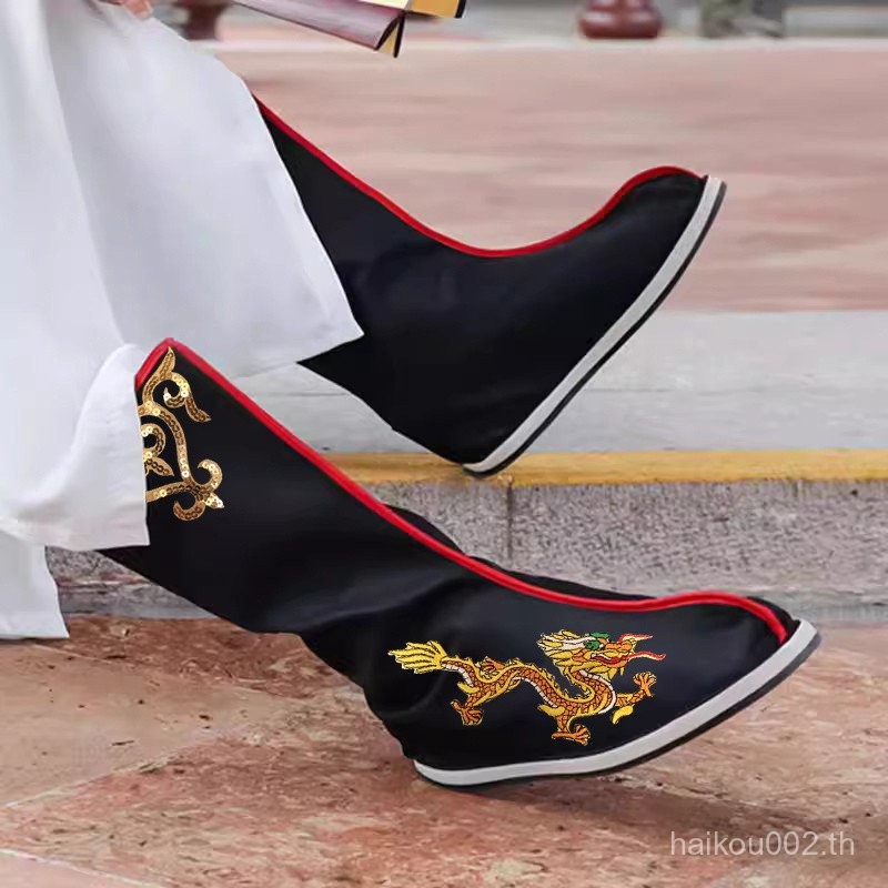 ชุดโบราณรองเท้าบู๊ท, พื้นรองเท้ากันลื่นสไตล์โบราณ cos Hanfu, รองเท้าแต่งงานสไตล์จีนสำหรับผู้ชายและผู้หญิง, รองเท้าผ้าโบราณสำหรับเจ้าหน้าที่และทหาร jyad