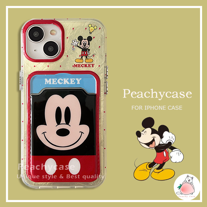 พรีเมี่ยมลายจุดสีแดงมิกกี้เมาส์ช่องเสียบการ์ดเคสโทรศัพท์เข้ากันได้สําหรับiphone 16 15 14 13 Pro Max iPhone16 IMDปกหลังปลอกกันกระแทก