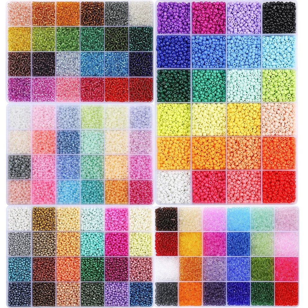 สีทึบ/โปร่งใส/ไข่มุก/ครีมข้าวลูกปัดชุดกล่อง24สีลูกปัดวัสดุกล่อง3มิลลิเมตรข้าวลูกปัดชุดกล่อง ทําเอง ทําด้วยมือ