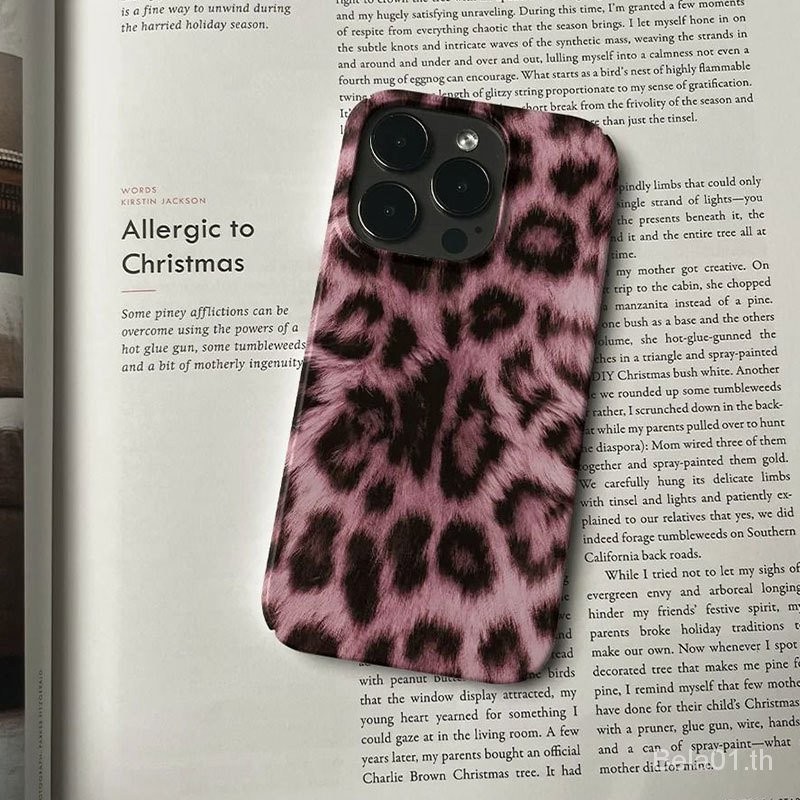 เคสมือถือลายเสือดาวสาวร้อนสําหรับ iPhone 15 Pro, 14, 13, 12, 11, XR วัสดุหนังแข็ง ปกป้องพิเศษ