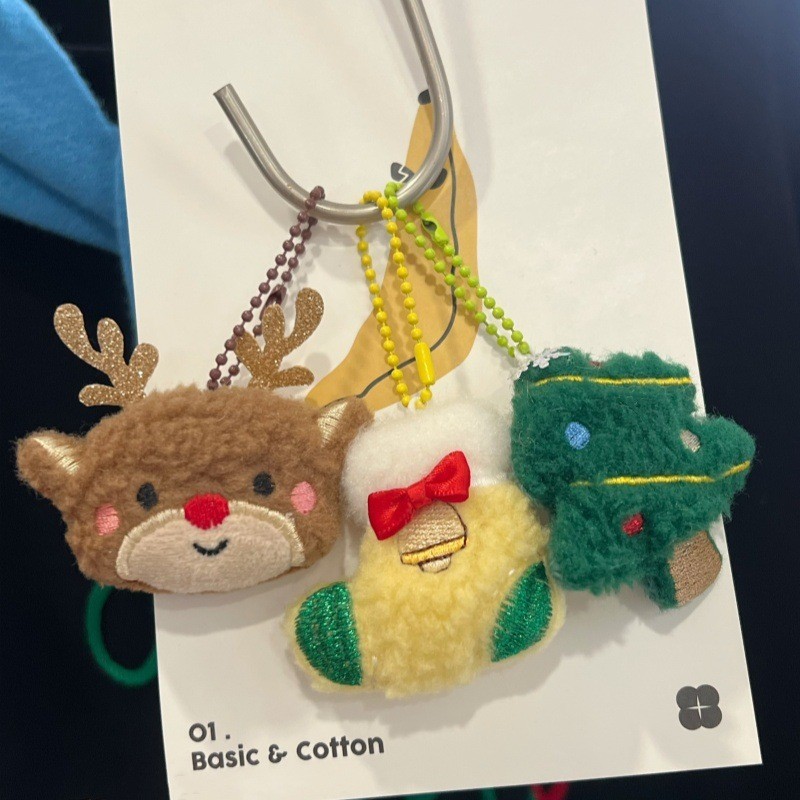 การ์ตูนตุ๊กตาคริสต์มาสตุ๊กตาจี้ Santa Elk Snowman พวงกุญแจกระเป๋านักเรียนจี้ Xmas ตกแต่งของขวัญ