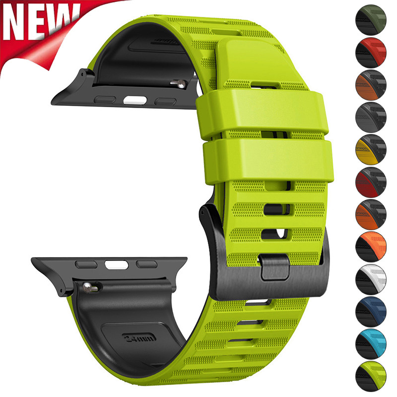 สายซิลิโคนสร้อยข้อมือกีฬาสําหรับ Apple Watch 49/45/44/42 มม.Iwatch Series Ultra 10 9 8 7 6 SE 5 4