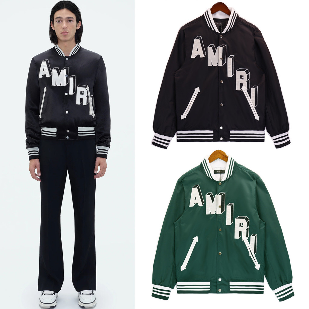 Amiri2024 Jacket Labeling Pilot ผู้ชายผู้หญิง All-Match ปักเสื้อหลวม