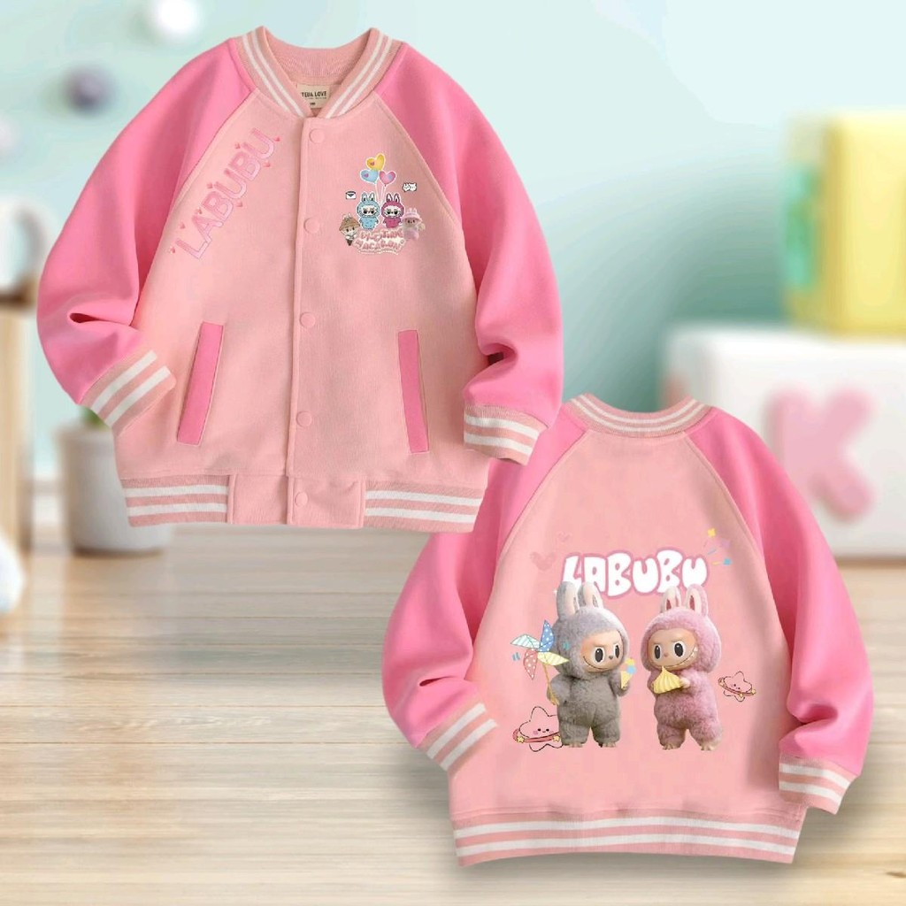 NEWเสื้อคลุมแจ็คเก็ตเด็กหญิง เด็กชาย ทรงเบสบอล แต่งกระเป๋าหน้าลายสุดฮิต พร้อมส่ง
