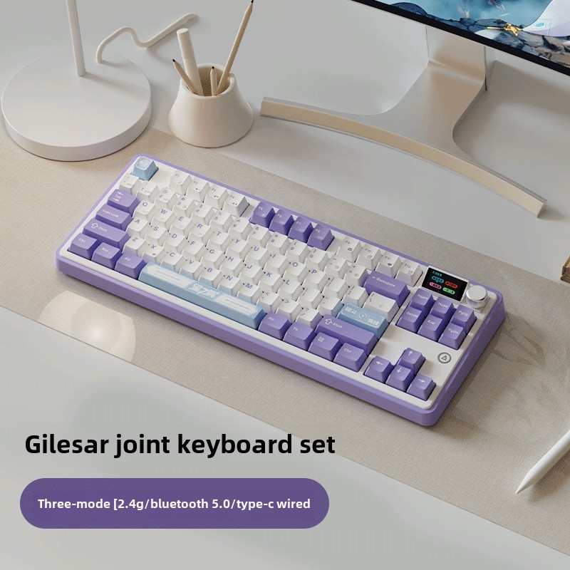 Ajazz/x Star Wings AK870 ปลั๊กอินร้อนสามโหมดหน้าจอที่กําหนดเองปะเก็นเกมไร้สายตําแหน่งแสงล่าง