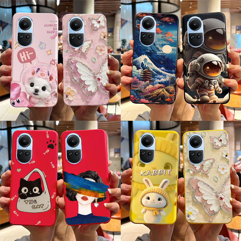 สําหรับ OPPO Reno10 Reno 10Pro 5G กรณีซิลิโคนแฟชั่นนักบินอวกาศทาสีสําหรับ OPPO CPH2531 CPH25 Reno 10 Pro 5G ปลอก