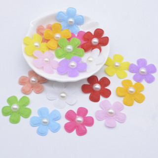 50 ชิ้น 26 มิลลิเมตรผ้าดอกไม้ Embellishment ไข่มุกสําหรับเสื…