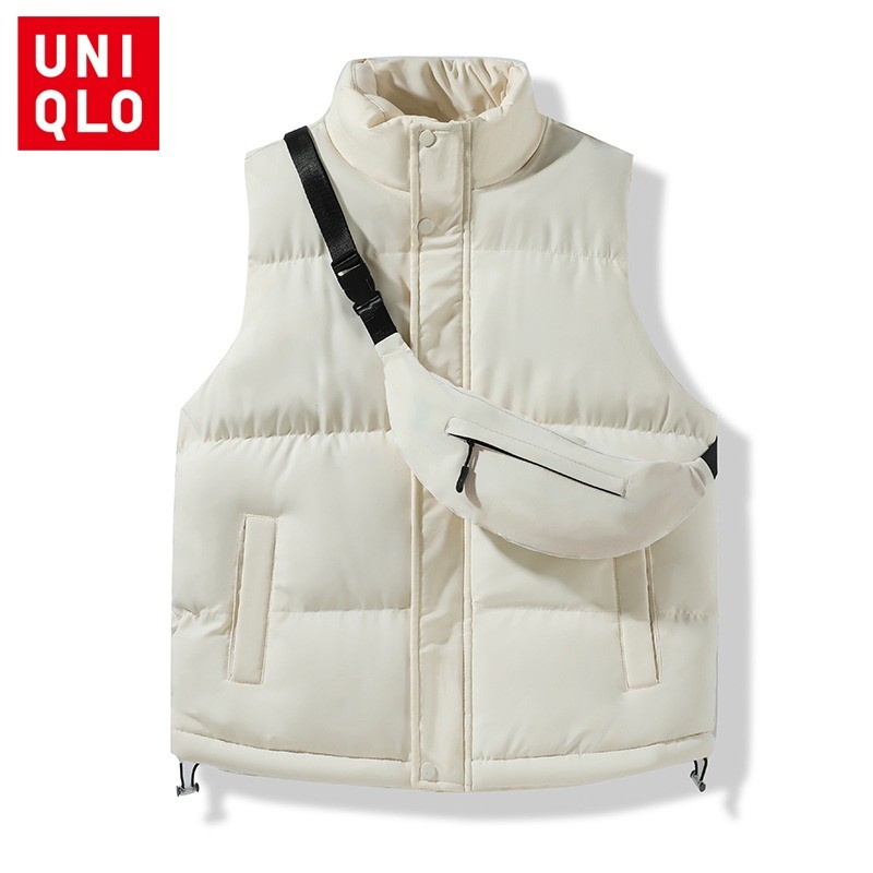 Uniqlo warm windproof warm vest M-5XL เสื้อกั๊กสีทึบแฟชั่นผู้ชาย