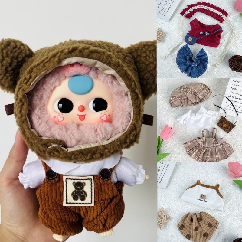 เสื้อผ้าใหม่สําหรับเด็กทารก ThreeV3/20 ซม.ตุ๊กตาผ้าฝ้ายชุดลําลอง DIY Dress Up อุปกรณ์ของเล่น