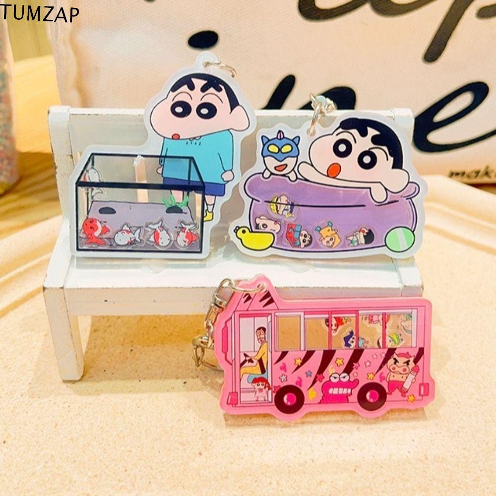 Tumzap พวงกุญแจเครยอนชินจัง, ของเล่นโยกกระเป๋าจี้ Creative Shake พวงกุญแจ, พวงกุญแจน่ารักญี่ปุ่น Kawaii อะนิเมะกระเป๋าเป้สะพายหลังตกแต่งหูฟังกรณี