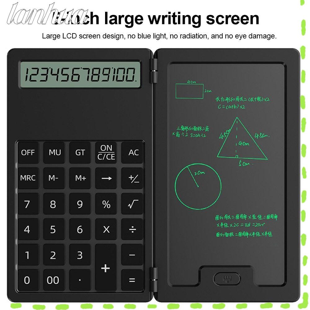 Lanhua เครื่องคิดเลขวิทยาศาสตร์ 12 หลัก พร้อมปากกาสไตลัส หน้าจอ LCD พับได้ สําหรับสํานักงาน