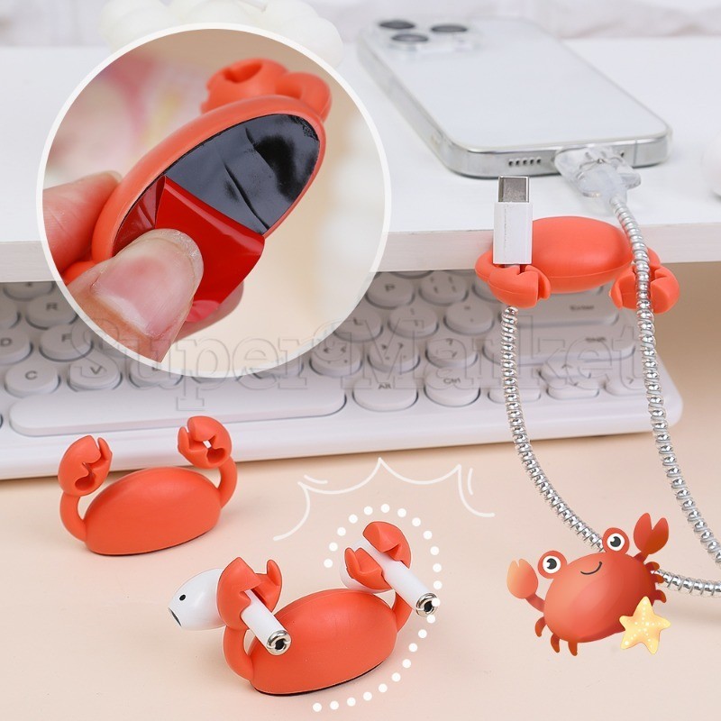 คลิปจัดระเบียบสายเคเบิล - คลิปสายเคเบิลปูน่ารัก - คลิปจัดการ USB ซิลิโคน - แท่นชาร์จโทรศัพท์โต๊ะกาวสํานักงาน - หูฟังเมาส์เกี๊ยว