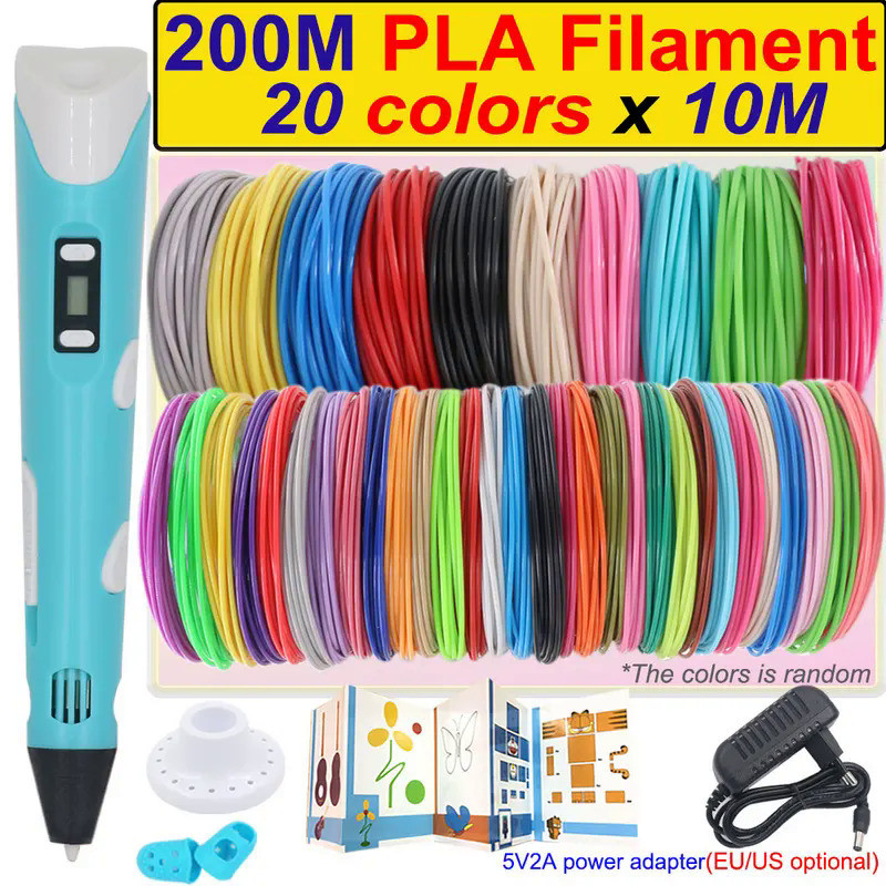 3D Printing Pen Set Children's 3D Pen with Power Adapter Storage Box Colorful PLA Filament Boy and G