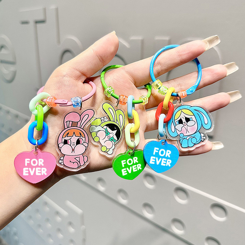 สาวกระต่ายอะคริลิค Love จี้โทรศัพท์การ์ตูนเคสโทรศัพท์จี้พวงกุญแจสร้างสรรค์-CY