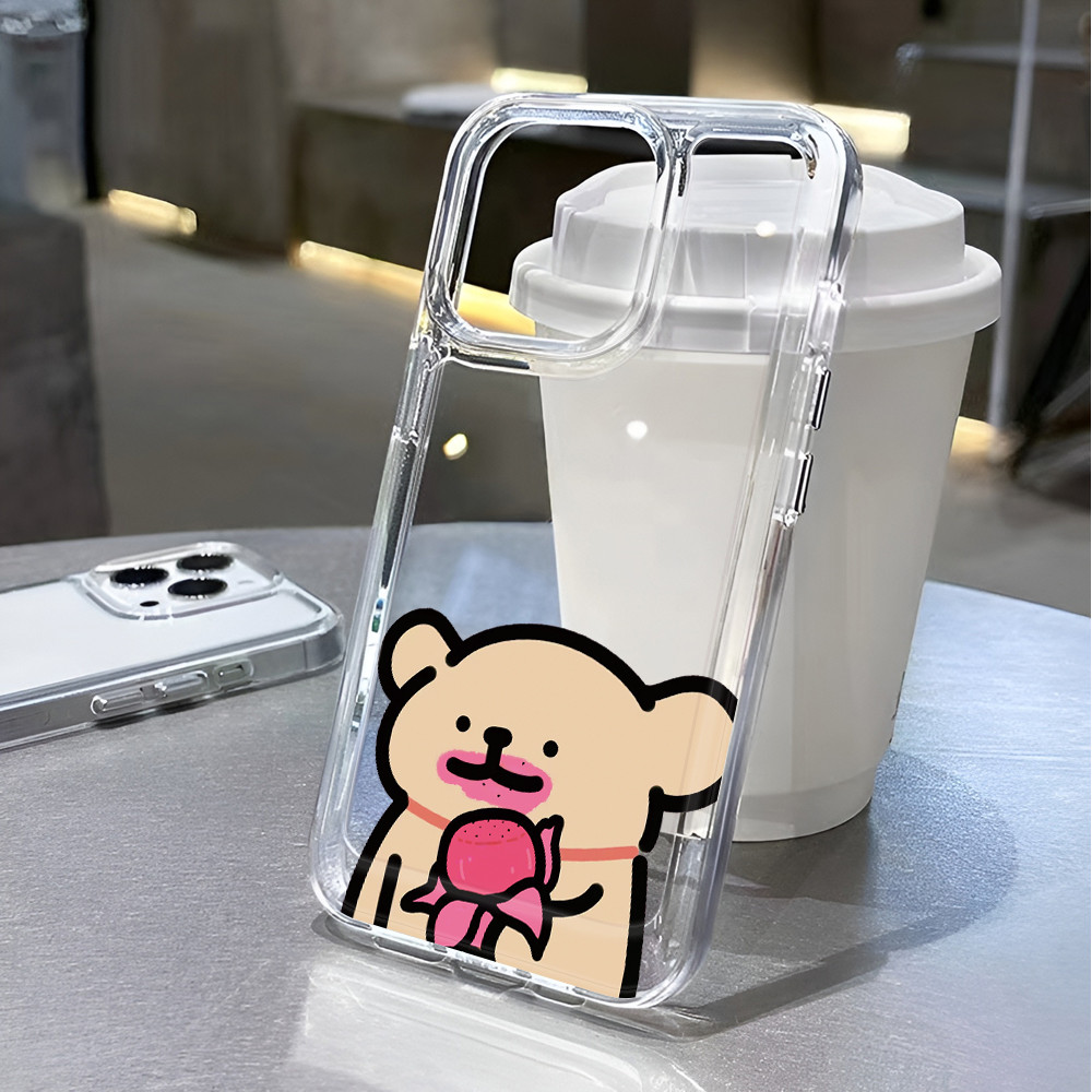 โปร่งใสสําหรับ iphone 16 pro Max 11 15promax 14 13 12 7Plus X XS Max 8 7 pitaya bear กันกระแทก
