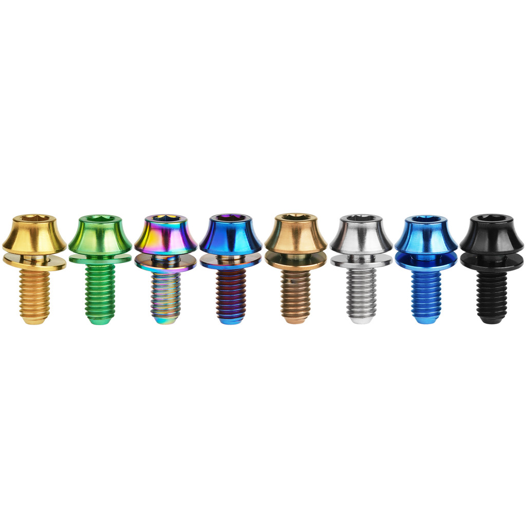 Wanyifa สกรูเทเปอร์ โลหะผสมไทเทเนียม M5X12 มม. พร้อมแหวนรอง สําหรับกรงขวดน้ําจักรยาน