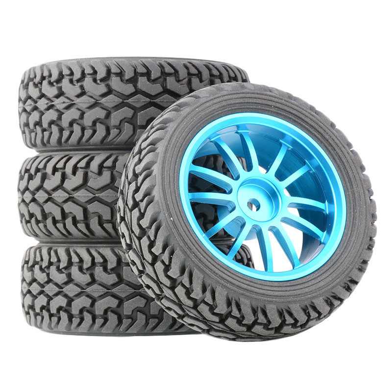RC 123-8019 Aluminum Rim & Rally Tires 74mm For 1/10 Onroad Car 1/16 Rally Tires
