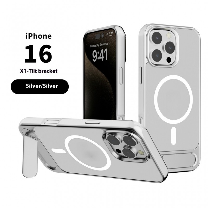 สำหรับ iPhone 16 15 14 13 12 PROMAX พลัส11ปลอกหรูหราแม่เหล็กซ่อนยึดโปร่งแสงโทรศัพท์กรณีเคลือบไร้สายชาร์จป้องกันการวางฮาร์ดปกหลัง