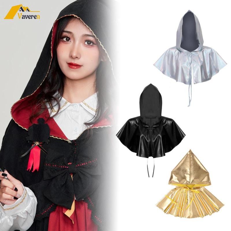 [Vaveren] Hooded Short Cape Retro Accessories Gothic Poncho แฟนซีแต่งตัวสําหรับเทศกาลการแสดงบนเวทีผู