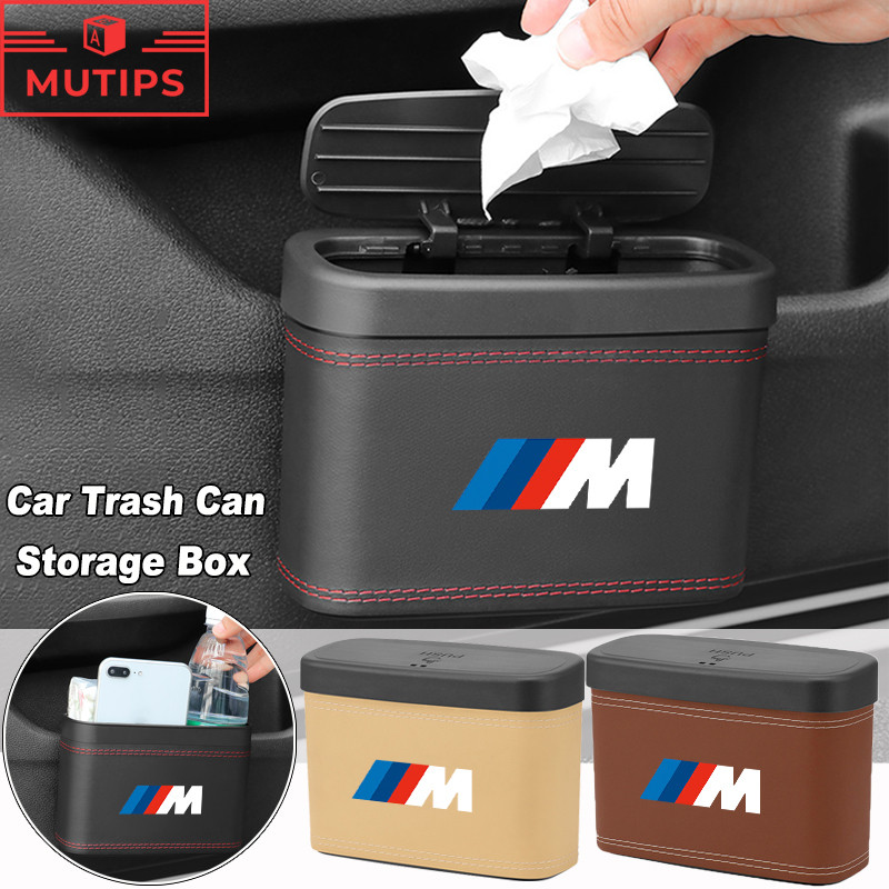 Bmw M อเนกประสงค์ ถังขยะในรถ ถังขยะรถยนต์ เครื่องหนัง กล่องเก็บของรถยนต์ G20 F10 E46 F30 E39 G30 E60 E90 X1 E84 645ci E63 E36 E30 X3 F25 X3 G01 X1 F48 F32 F34 E92 G22 F44 IX3 I4 IX