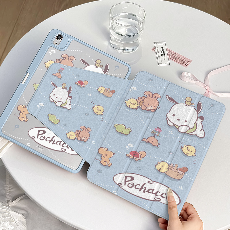 360 ° เคส iPad หมุนได้พร้อมช่องเสียบปากกา Leisure Play Pochacco อะคริลิค Backboard Pro11 Gen10 Gen9 Gen8 Gen7 10.2 นิ้ว Gen6 Gen5 Air6 Air5 Air4 Air3 Air2 ฝาครอบ iPad หมุนได้