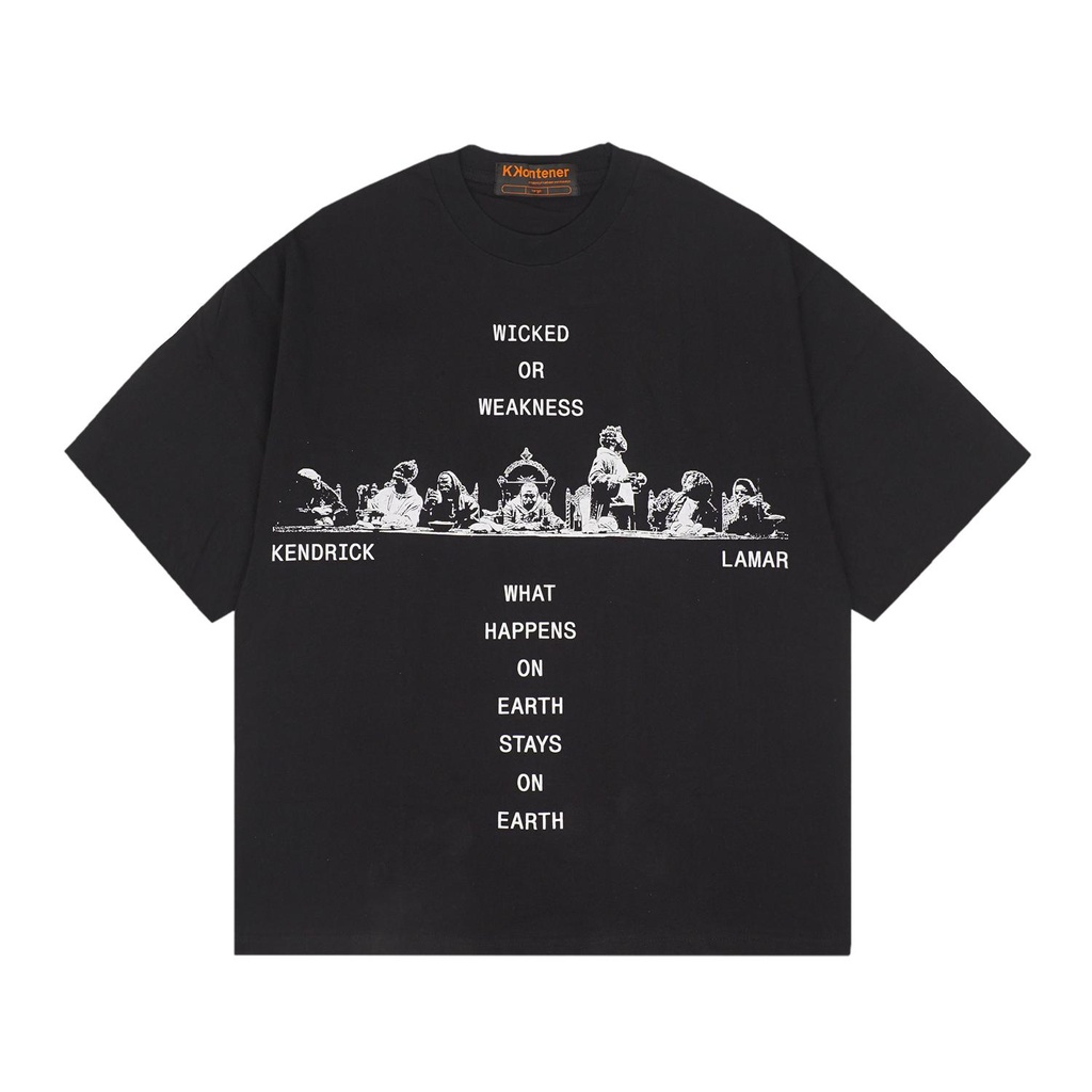Kkontener KENDRICK LAMAR "DAMN" OVERSIZE TSHIRT สีดํา