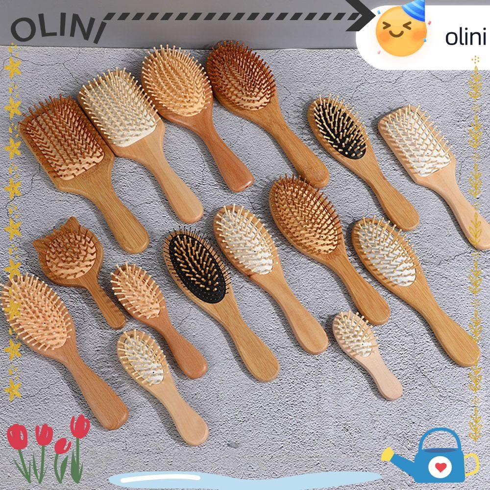 Oliini หวีไม้ 1 ชิ้น, แปรงผม Paddle Cushion แปรงนวด, Professional Hair Care ผมร่วงหวีไม้ไผ่ผมหนังศีรษะ