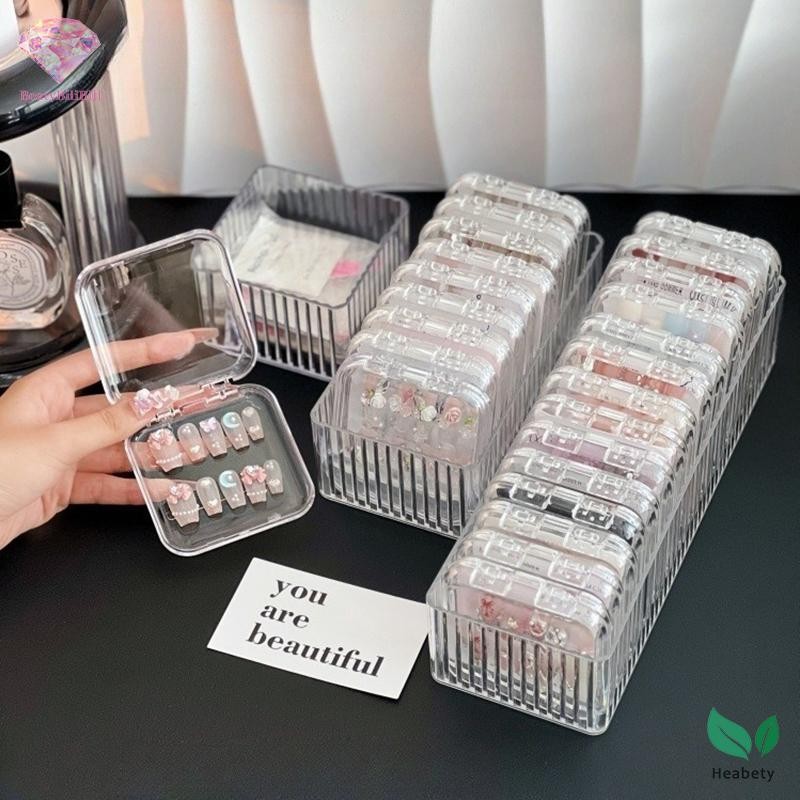 Heabey Nail Art Storage Box Wearing Armor Display Box Nail Tips Collection Nail Works Organizer ใหม่