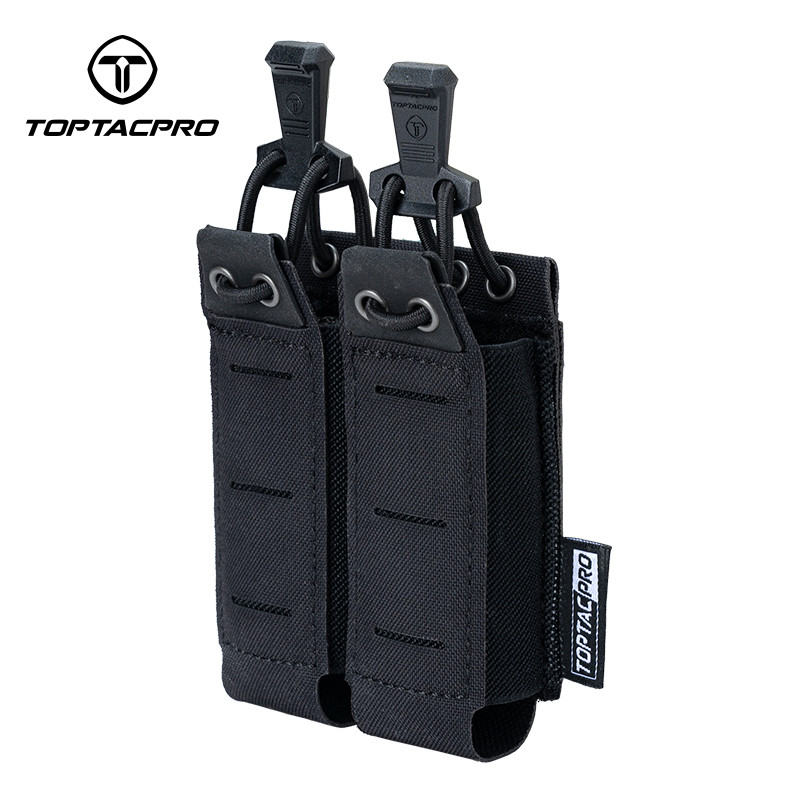 Toptacpro ยุทธวิธี Double Mag กระเป๋าสําหรับ 9 มม. MOLLE เปิดกระเป๋า Mag Quick Draw น้ําหนักเบา 8526