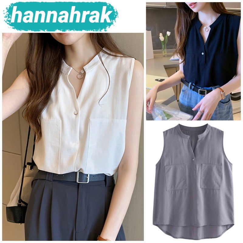 (ส่งจากกรุงเทพฯ)เสื้อคอวี แขนกุด แต่งอกเกรียว  เนื้อผ้าซาร่าหน้าเงา  ทรงน่ารักมาก ผ้าลื่น ผ้าเงา ใส่สบายมาก