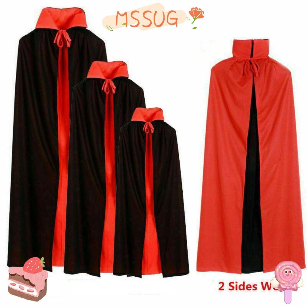 Mssug ฮาโลวีนแวมไพร์เคป, เครื่องแต่งกายชุดแฟนซีสวมใส่ทั้งสองด้านเสื้อคลุม Dracula, ปกยืนสีดําสีแดงหมวกตัวช่วยสร้างปีศาจ Hoody เสื้อคลุมฮาโลวีนเครื่องแต่งกาย