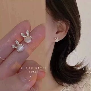 ต่างหูขนาดเล็กเรียบง่าย ส925 ต่างหูเงินเกาหลี