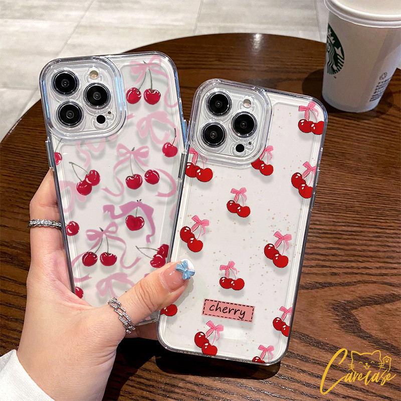 Space เกราะป้องกัน Posh Pink Bowknot Red Cherry สําหรับ OPPO Reno 10 5G/Reno 10 Pro 5G /Reno 12 5G/Reno 12 Pro 5G /Reno 2Z/Reno 2F/Reno 5G /Reno 8T 4G 5G