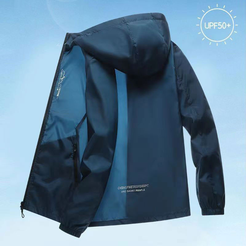 เสื้อผ้ากันแดดสไตล์คู่รัก แจ็คเก็ตป้องกันรังสียูวีของผู้ชายในช่วงฤดูร้อน เสื้อคลุมด้วยผ้าเกาหลี