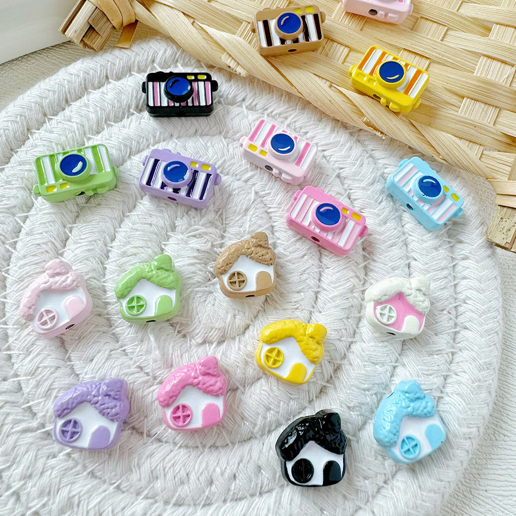 5/9 ชิ้น Macaron สีน่ารักสไตล์กล้อง House DIY ลูกปัดโลหะผสมสําหรับโทรศัพท์สร้อยคอสร้อยคอเครื่องประดับผม