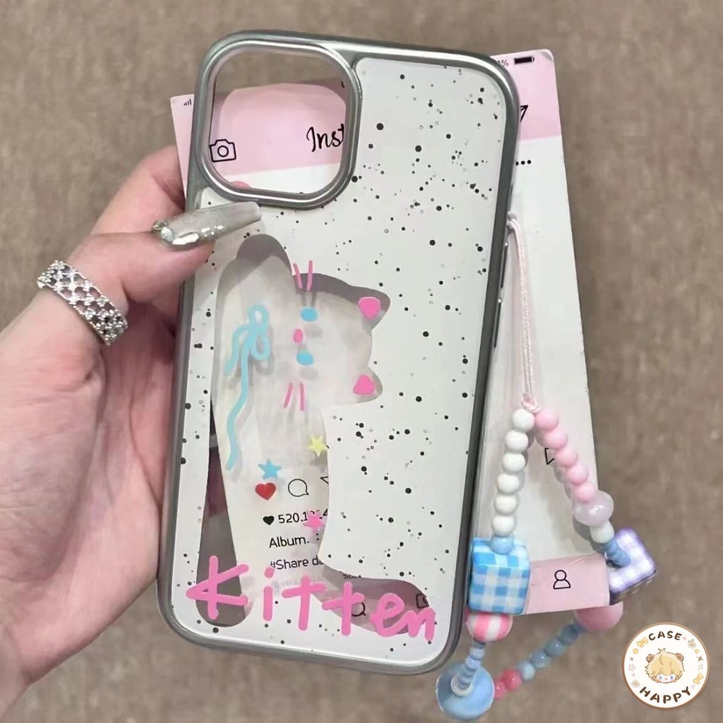 ผ่อนคลายลูกแมวน่ารัก Bowkont ดาวกราฟฟิตี้ เฟรมไฟฟ้า เคสIPhone 7Plus 11 13 15 12 14 Pro Max X XR XS MAX 15 8 Plus SE 2020