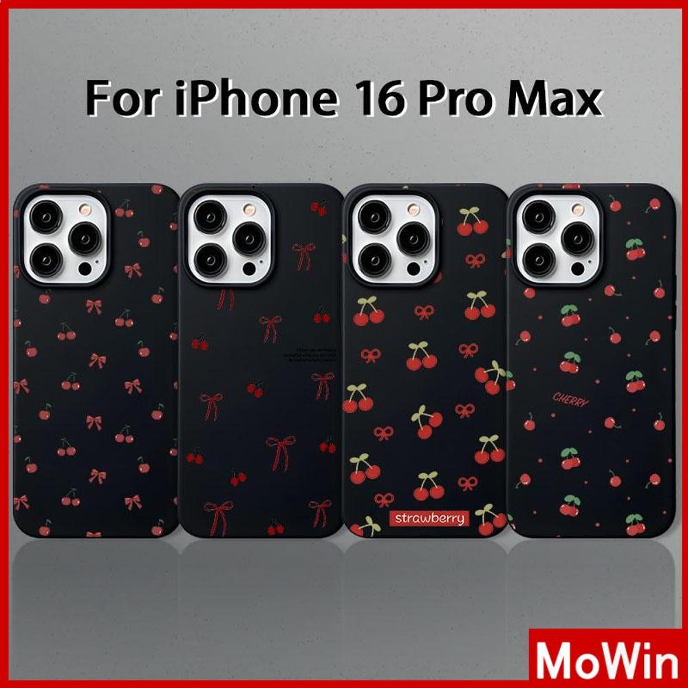 Movin - เคส iPhone 16 Pro Max iPhone 11 สีดำ TPU แบบนิ่ม เชอร์รี่แดงน่ารักและอร่อย เข้ากันได้กับ Compatible With iPhone15 Pro max 14 13 12 Pro max XS XR 7 Plus 8 Plus