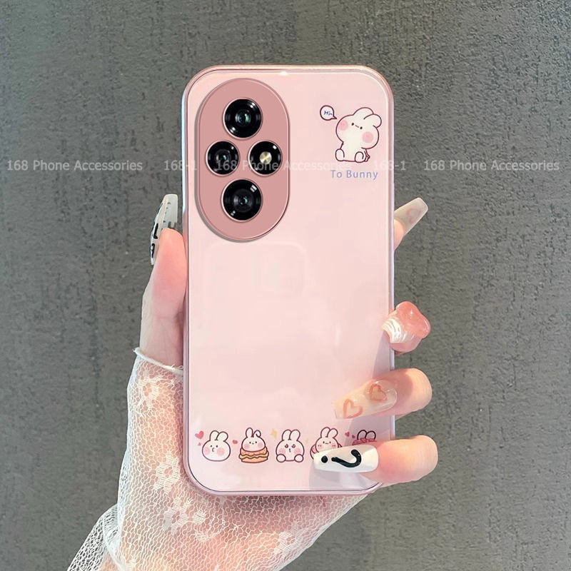 เคส Honor 200 Pro เคส Honor 200 เคสโทรศัพท์ กรณีน่ารักการ์ตูนกระต่ายกระต่ายกันกระแทกกรณีหรูหราแก้วเห