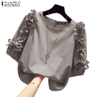 Zanzea เสื้อเบลาส์แขน O ลําลองสําหรับผู้หญิงหรูหรา