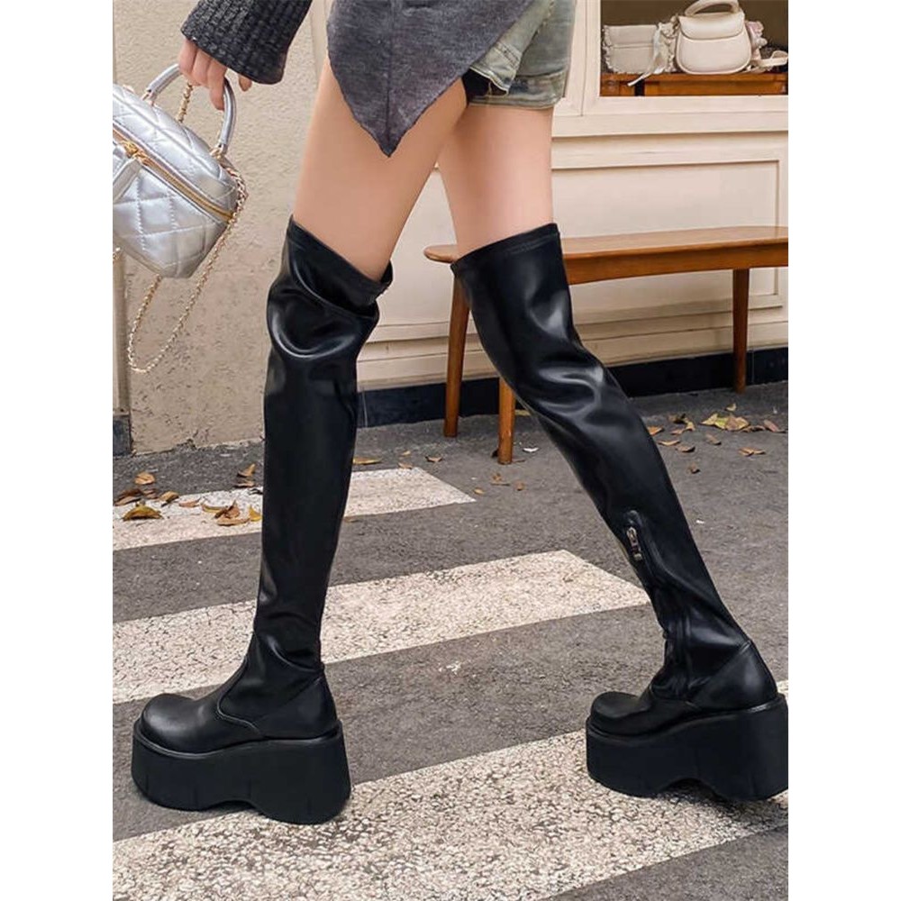 Influencer Heightening Boots Over-the-Knee Boots Elastic Boots Thick-Soled Over-the-Knee Boots Women