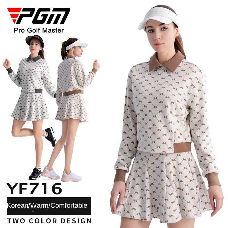 Pgm Golf เสื้อแจ็คเก็ตผู้หญิง Ribbed Collar Warm & สบาย YF716