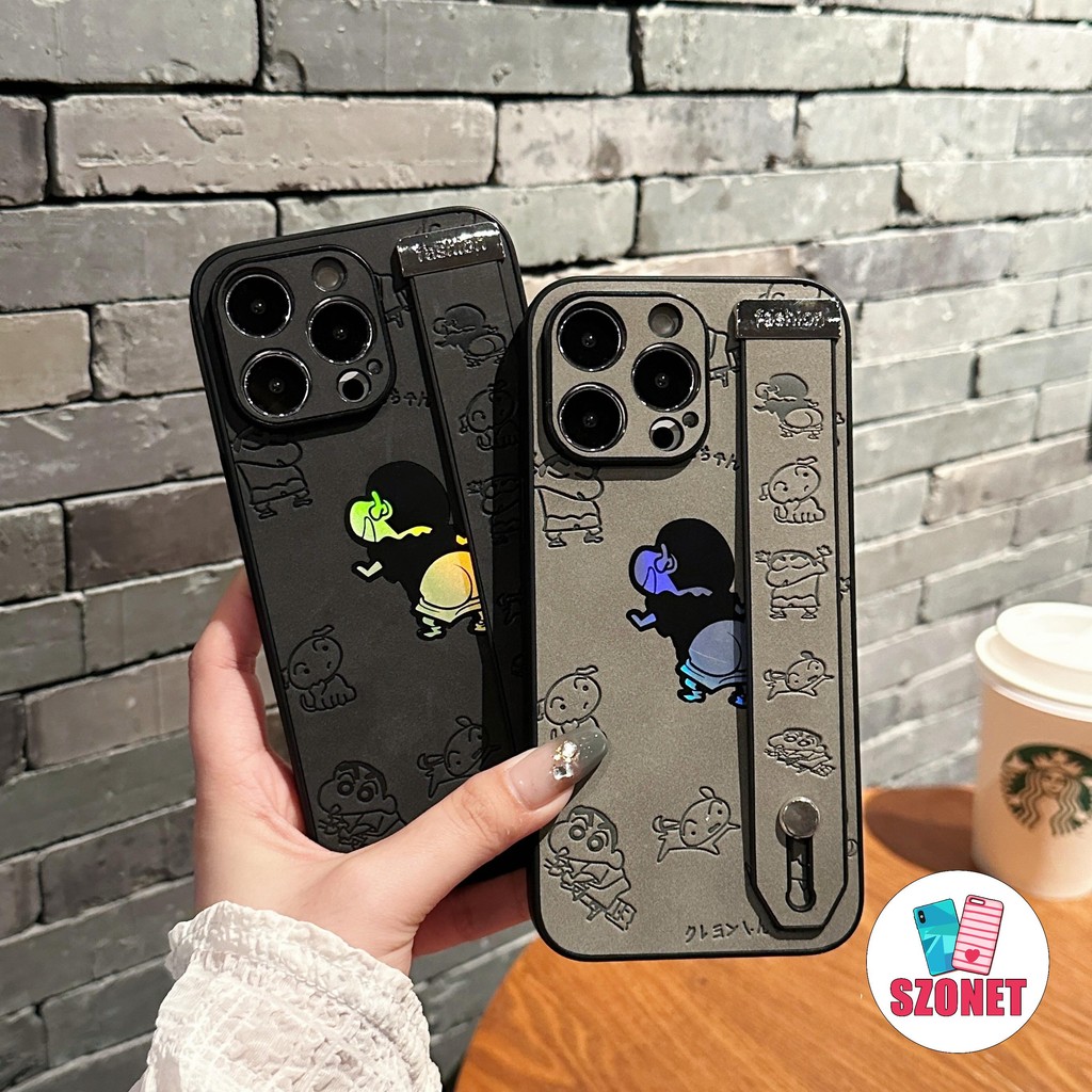 หนังเลเซอร์พร้อมสายรัดข้อมือกันกระแทกนุ่มเคสโทรศัพท์สําหรับiphone 16 15 14 13 12 11 Pro Max 15 Plus XS XR X 8 6S Plus + SE 2020 Anti-Fallสายรัดข้อมือวงเล็บปลอกโทรศัพท์ฝาครอบ