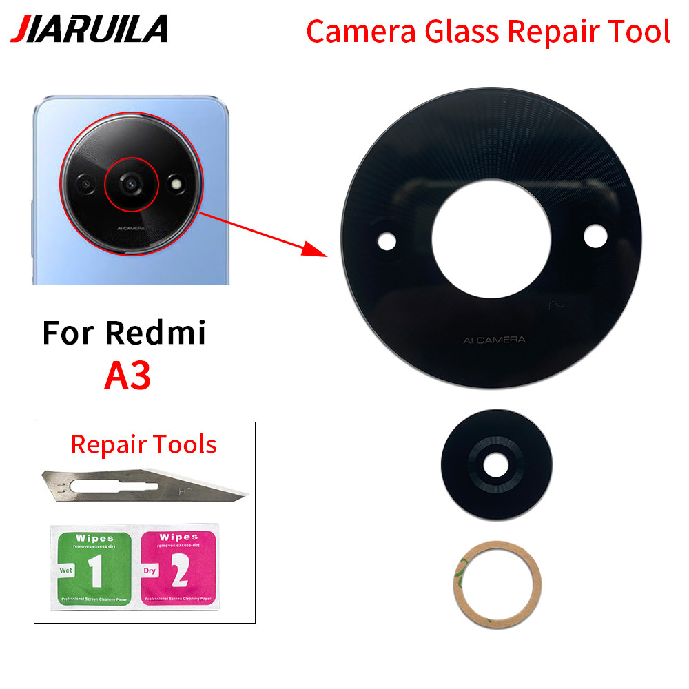 ฝาครอบกระจกเลนส์กล้องด้านหลังพร้อมการเปลี่ยนกาวสําหรับ Xiaomi Redmi A3 พร้อมเครื่องมือซ่อม