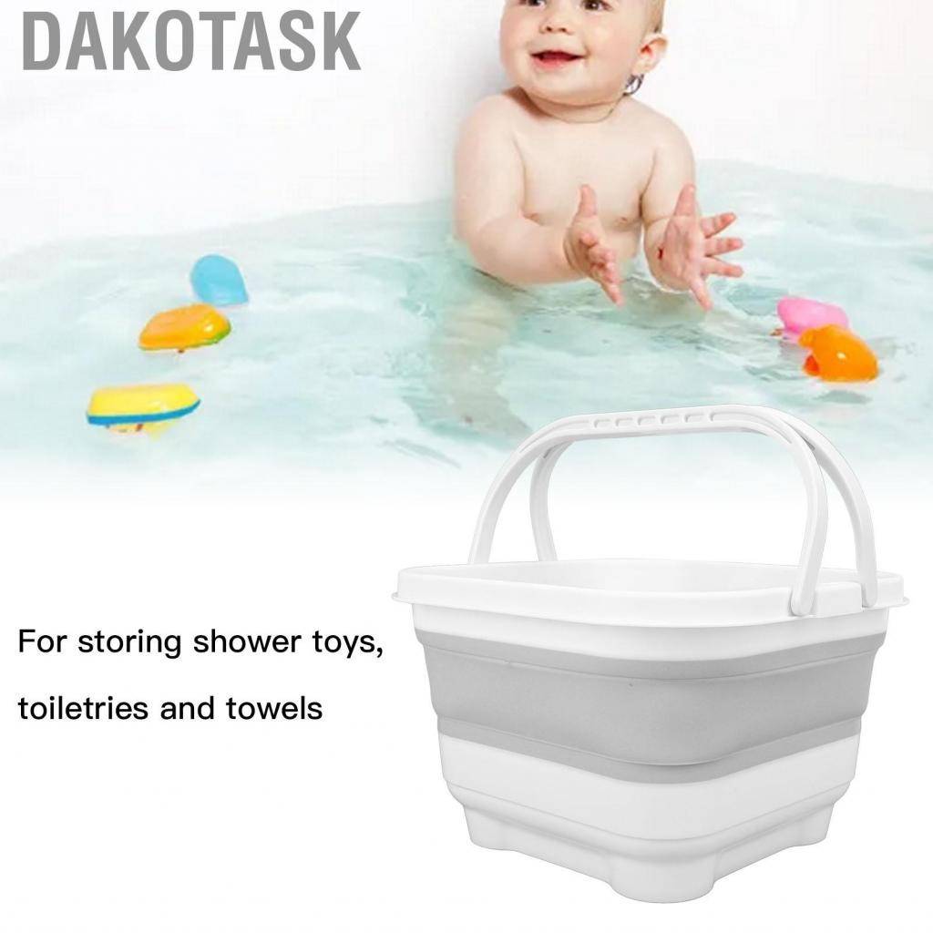 DAKOTASK ที่ใส่ของเล่นอาบน้ำพร้อมฐานแบบถอดได้ Quick Drain Drying ความจุสูงน่ารักถังเก็บห้องน้ำแบบพับ