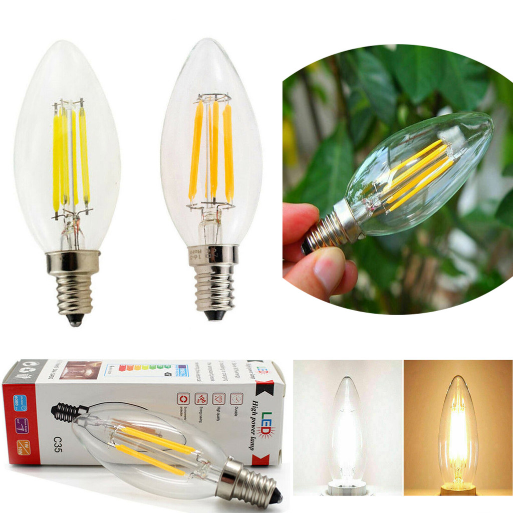 หรี่แสงได้ E14 หลอดไฟ LED หลอดไฟ 2W 4W 6W เชิงเทียนไฟโคมไฟ Filament หลอดไฟ Warm / Cool White AC 220v -24V