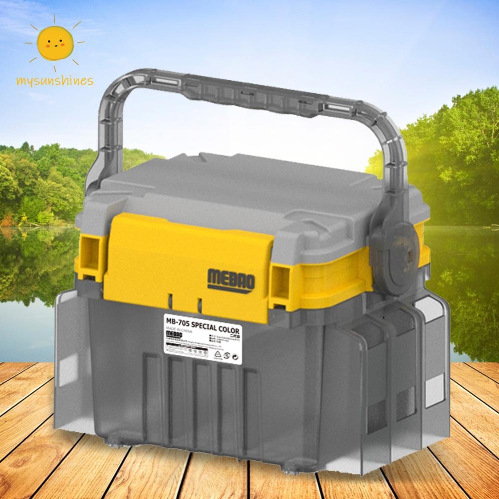 Ms Double Layer Fishing Tackle Box กล่องเก็บเครื่องมือตกปลาแบบพกพาสําหรับผู้ชายผู้หญิง