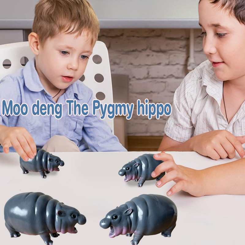 COD Moo deng The Pygmy hippo หมูเด้ง สุดน่ารัก การจำลองสัตว์ป่าฮิปโป 9cm