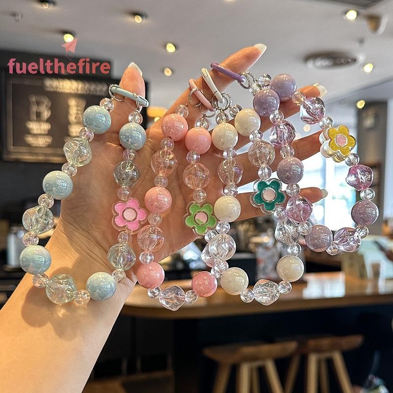 [ฟูเอล] ดอกไม้ที่มีสีสันน่ารักลูกปัดพวงกุญแจลูกปัดที่มีสีสันพวงกุญแจรถเคสโทรศัพท์จี้อุปกรณ์เสริม [ใหม่]